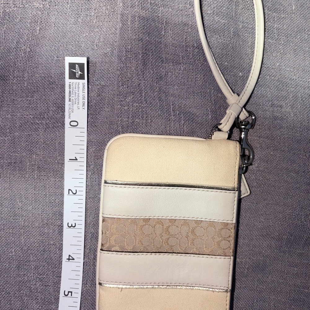 Coach Cream Signature Stripe Wristlet Phone Case